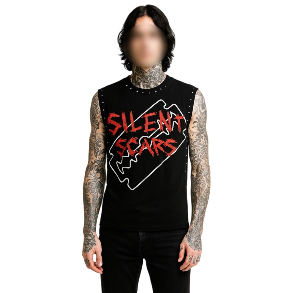 Silent Scars Rhinestone "Razor" Cutoff Tee