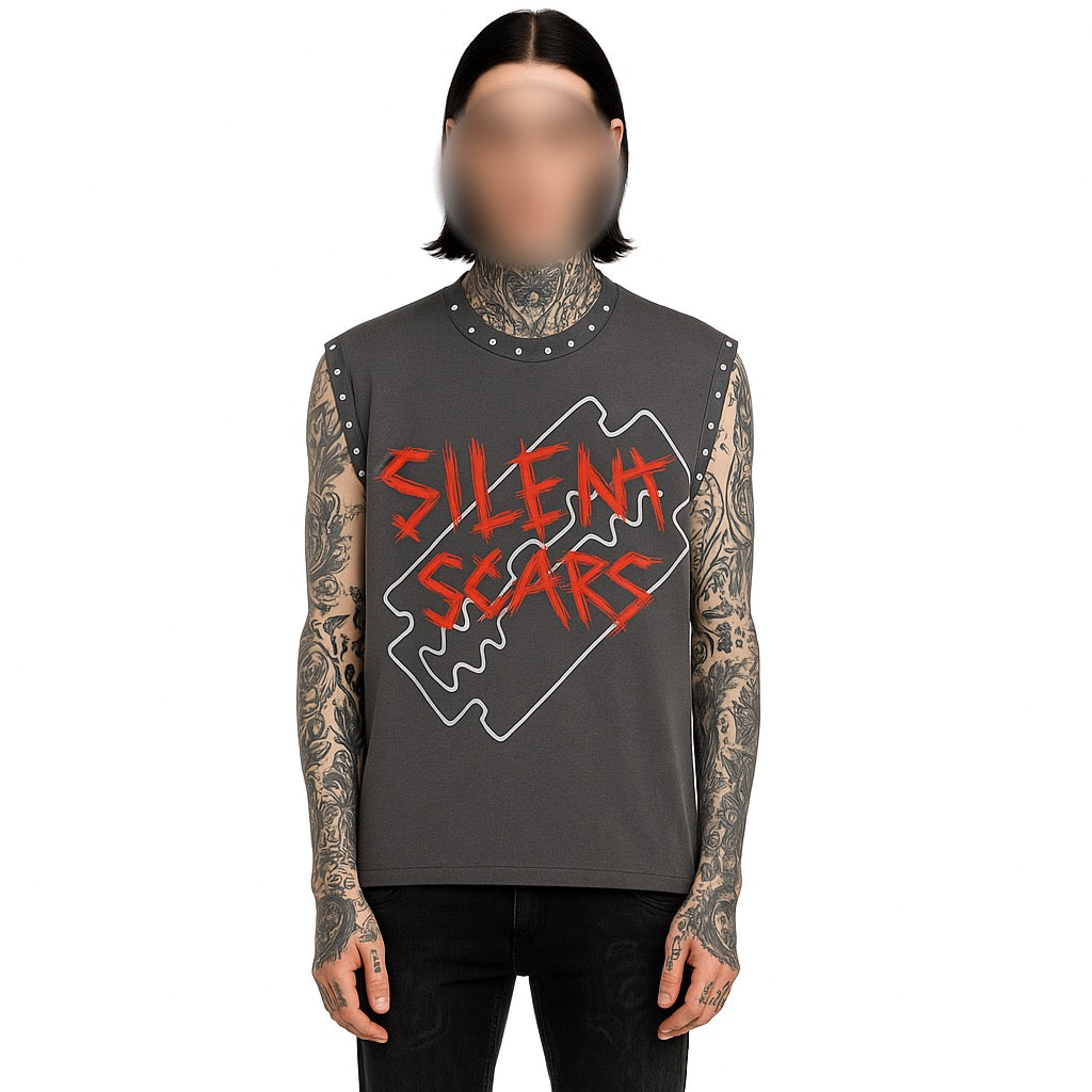 Silent Scars Rhinestone "Razor" Cutoff Tee
