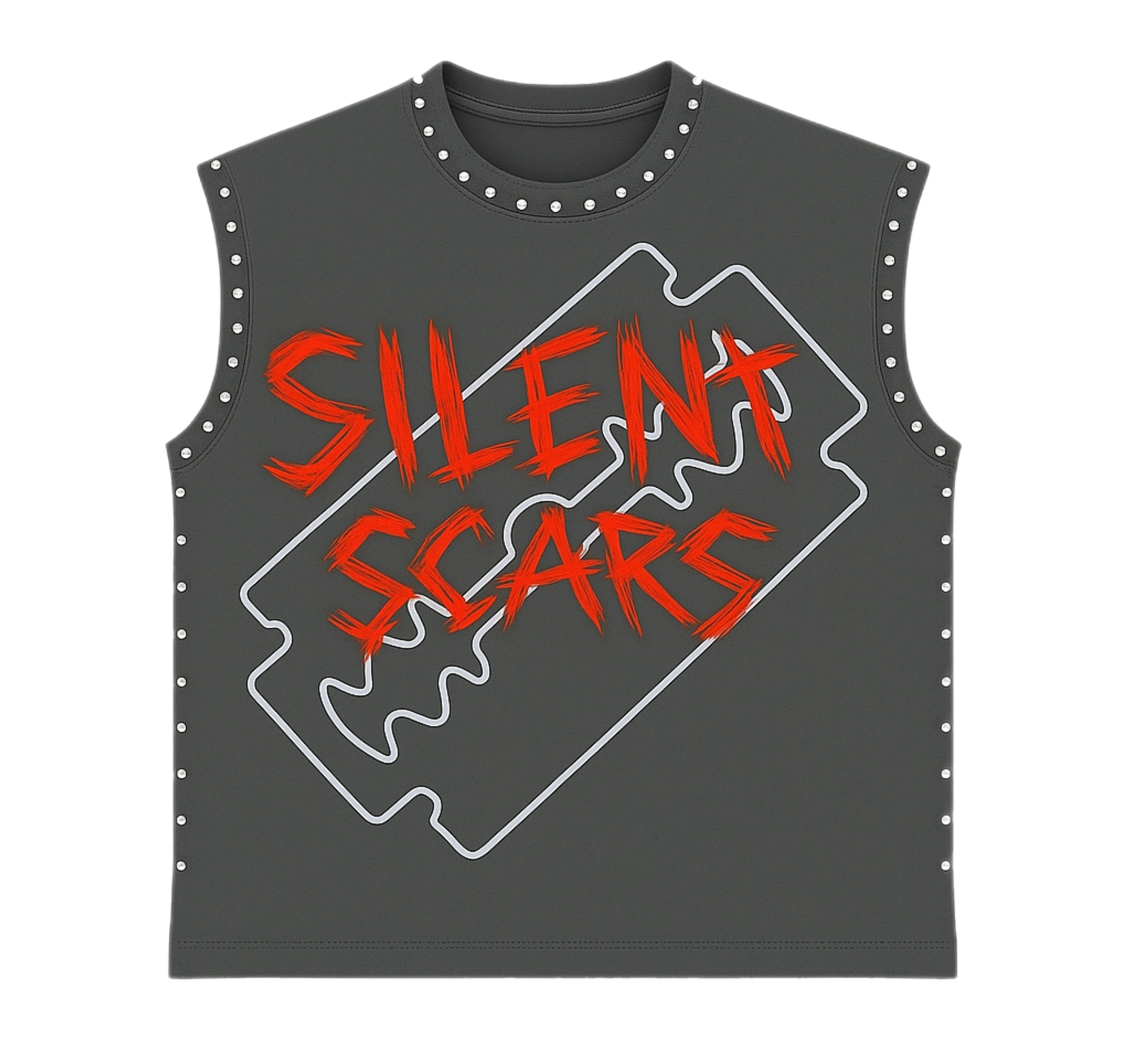 Silent Scars Rhinestone "Razor" Cutoff Tee