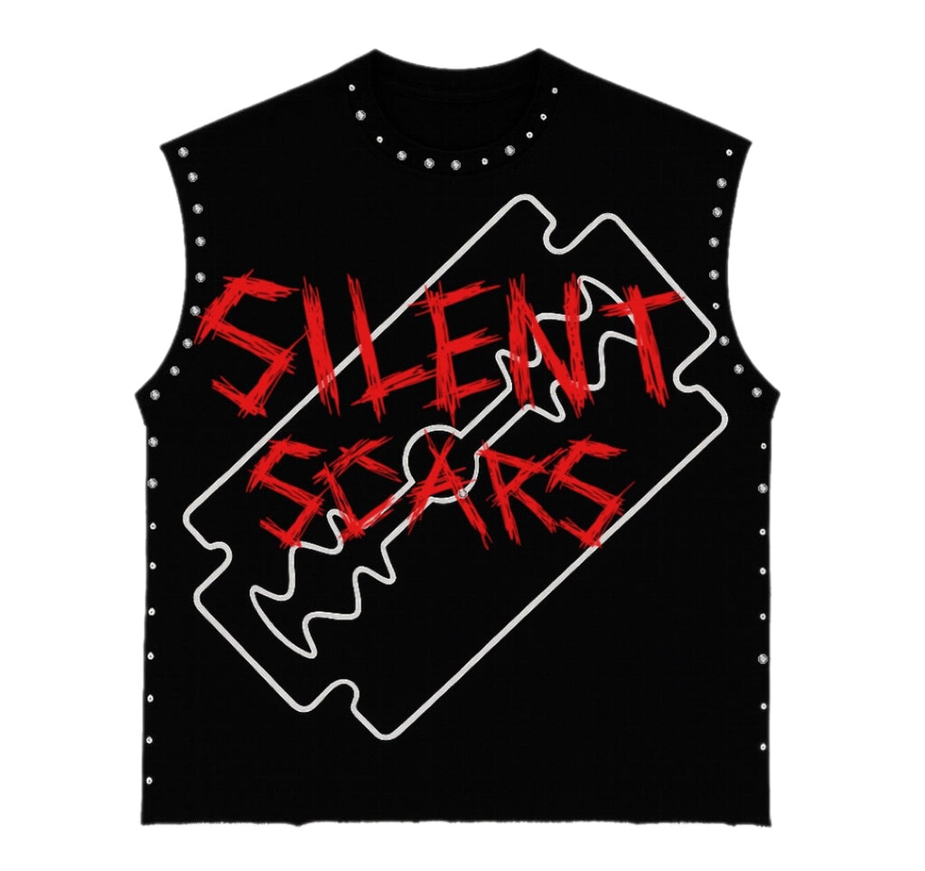 Silent Scars Rhinestone "Razor" Cutoff Tee